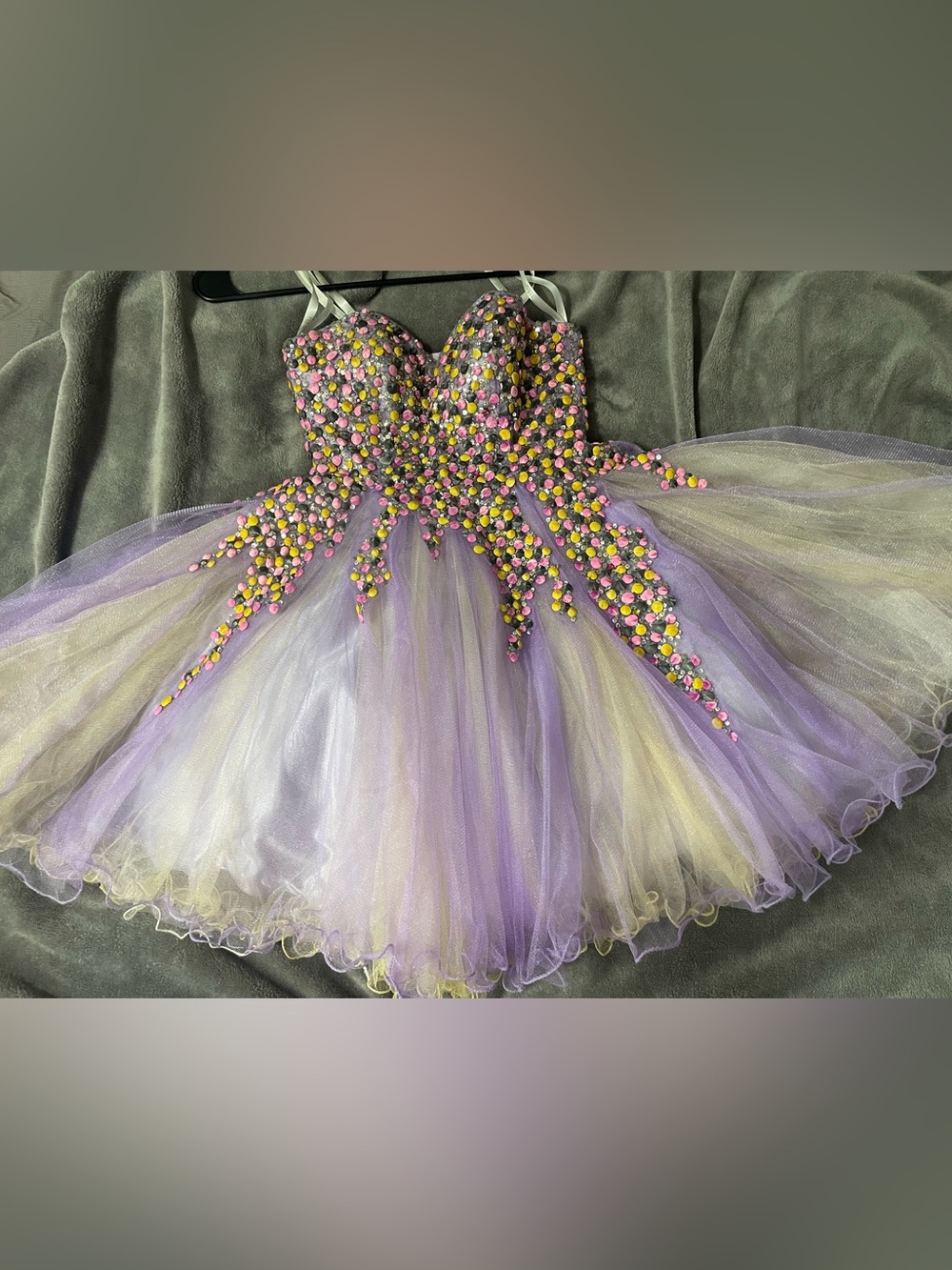 Terani Couture Women's Party Dress Lavender W/pink and Silver Detail , Sz 0